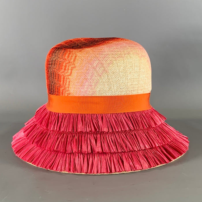 MISSONI Pink Orange Woven Straw Hats