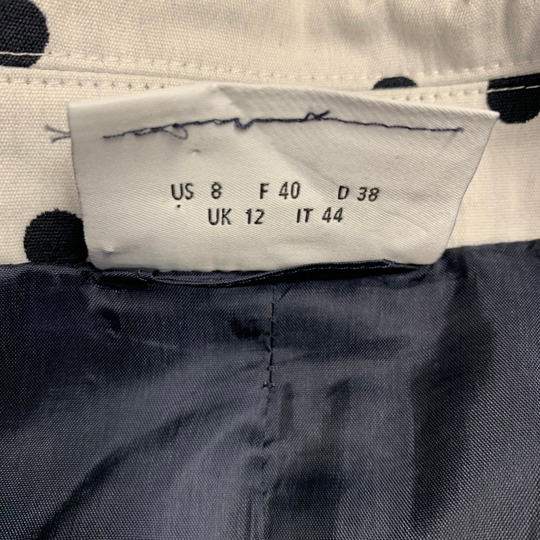 AKRIS Size 8 White Black Cotton Blend Polka Dot Blazer