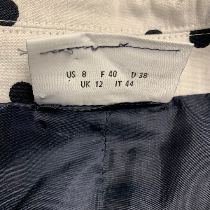 AKRIS Size 8 White Black Cotton Blend Polka Dot Blazer