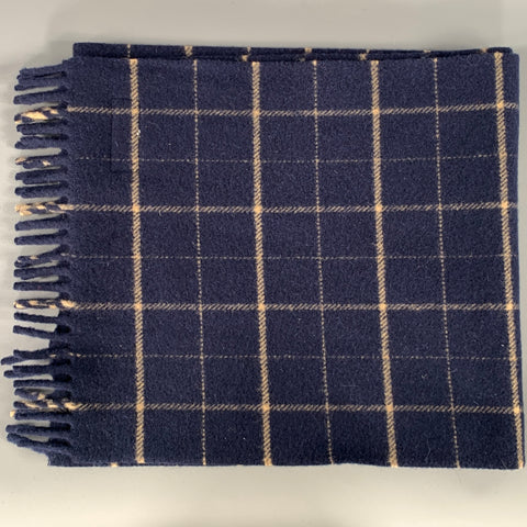FILSON GARMENT Navy Tan Plaid Virgin Wool Scarves