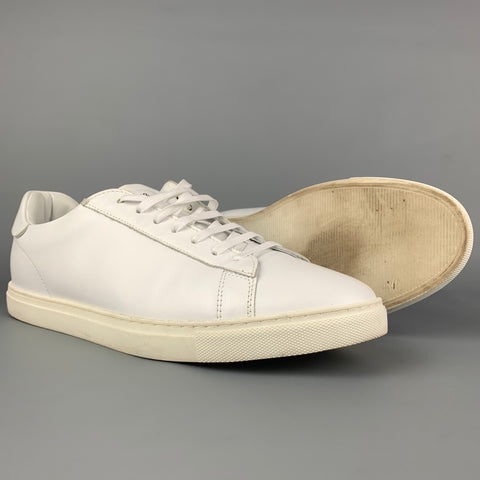 DSQUARED2 Size 10.5 White Leather Lace Up Sneakers