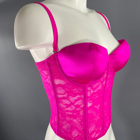 FLEUR DU MAL Size M Pink Fuchsia Polyamide Blend Lace Bustier Top