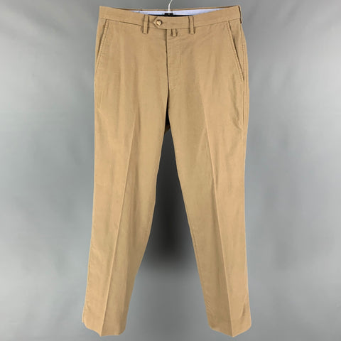 FACONNABLE Size 32 Khaki Corduroy Cotton Flat Front Casual Pants