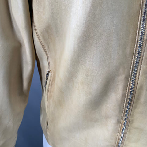 BOD & CHRISTENSEN Size 38 Yellow Leather Zip Up Jacket
