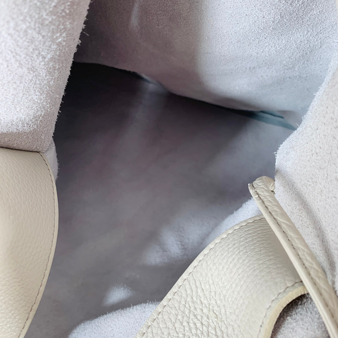 LABONIN Beige Stone Pebble Grain Leather Tote Bag