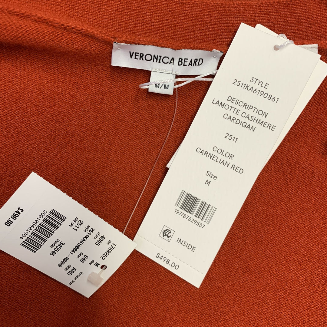 VERONICA BEARD Size M Rust Cashmere Cardigan Sweater