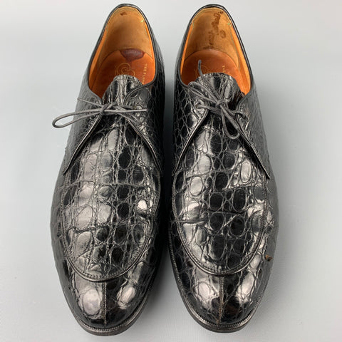 FLORSHEIM Imperial Size 9.5 Black Alligator Lace Up Custom Order Shoes