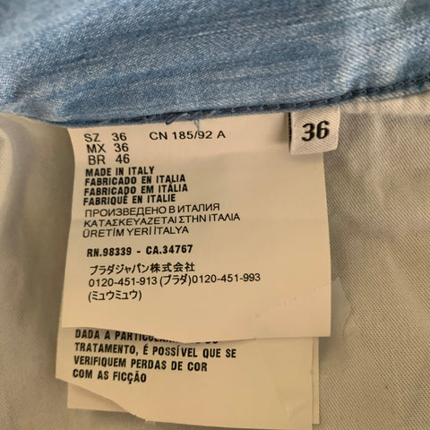 PRADA Size 36 Light Blue Wash Cotton Button Fly Jeans