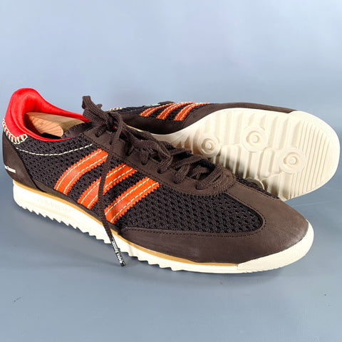 WALES BONNER Size 12 Brown Orange Mesh Nylon Lace-Up Sneakers