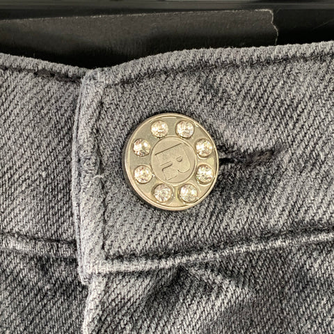 ROTATE Size 28 Dixie Charcoal Grey Twill Cotton Baggy Zip Fly Jeans