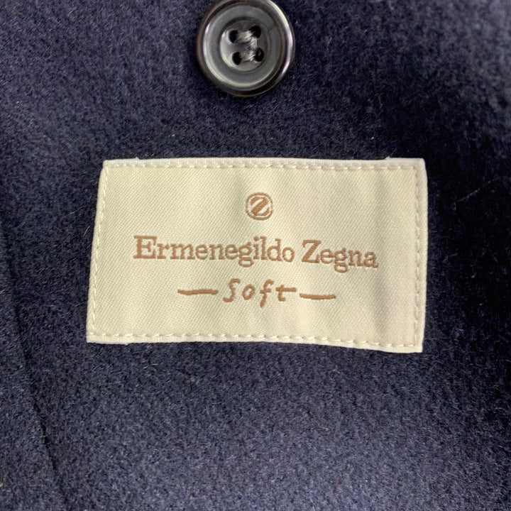 ERMENEGILDO ZEGNA Size 42 Navy Cashmere Wool Notch Lapel Jacket