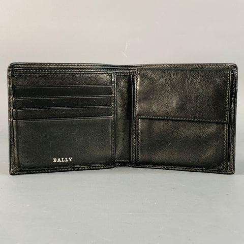 BALLY Vintage Black White Ribbon Stripe Leather Bifold Wallet