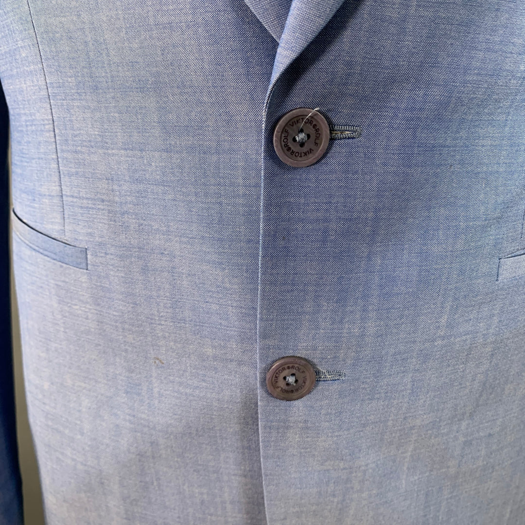VIKTOR & ROLF Size 42 Blue Virgin Wool Peak Lapel Sport Coat