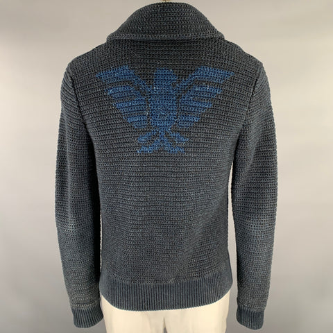 RRL by RALPH LAUREN Cardigan col châle en coton tricoté bleu marine taille L