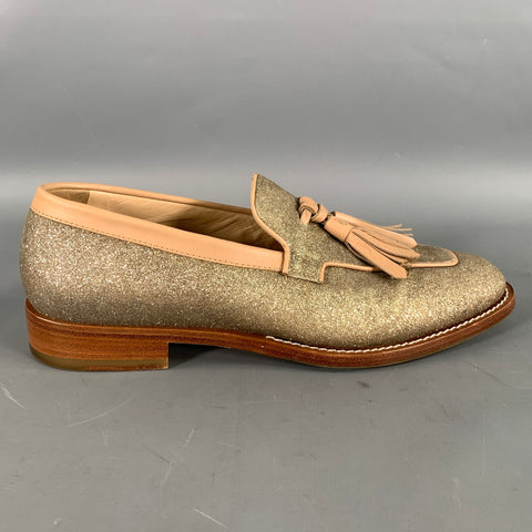 MAX MARA Size 7 Gold Brown Sparkly Loafer Flats