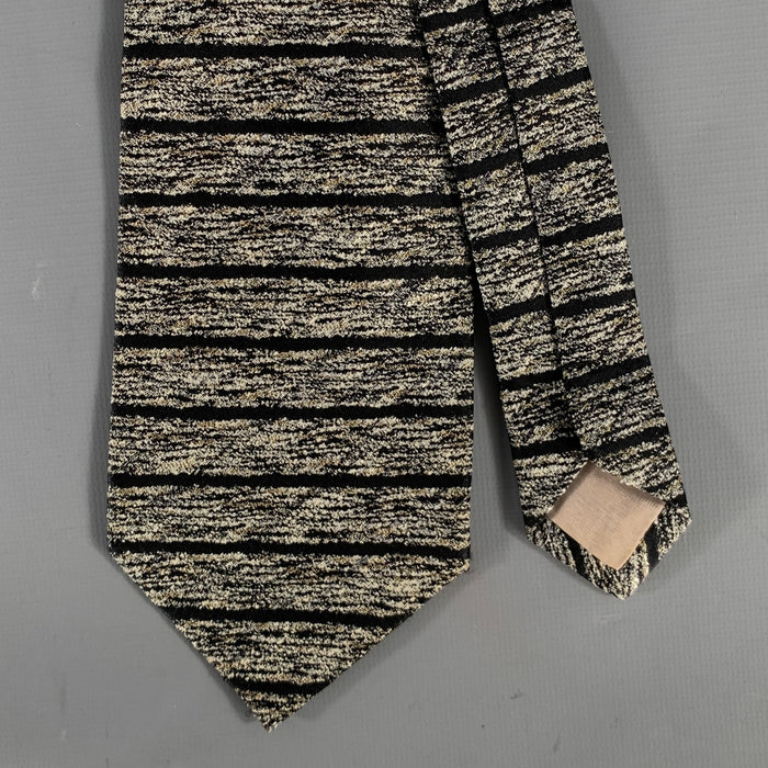 ISSEY MIYAKE Black Tan Lines Silk Tie