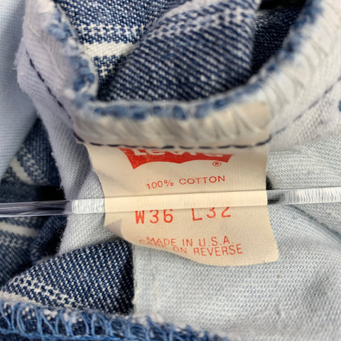 LEVI STRAUSS Size 36 Blue White Stripe Denim Straight Pleated Jeans