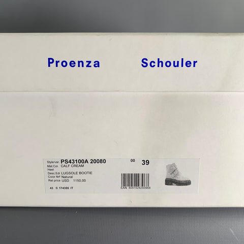 PROENZA SCHOULER Size 9 Cream Black Leather Calf Buckle Boots