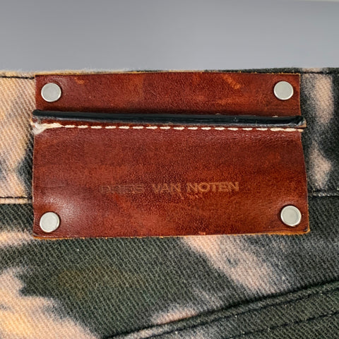 DRIES VAN NOTEN Size 30 Brown Beige Tie Dye Cotton Button Fly Jeans
