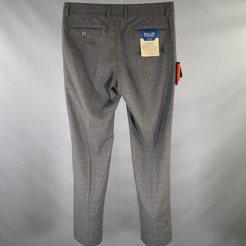 Pantalon habillé BALLIN, taille 34, gris chiné en laine polyamide avec braguette zippée