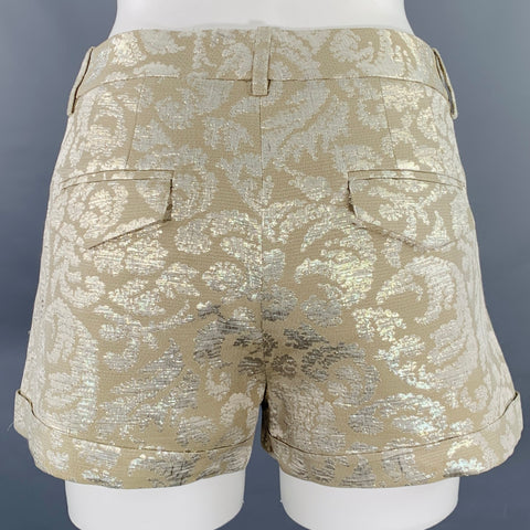 THEORY Size 2 Beige Cream Acetate Blend Abstract Cuffed Shorts