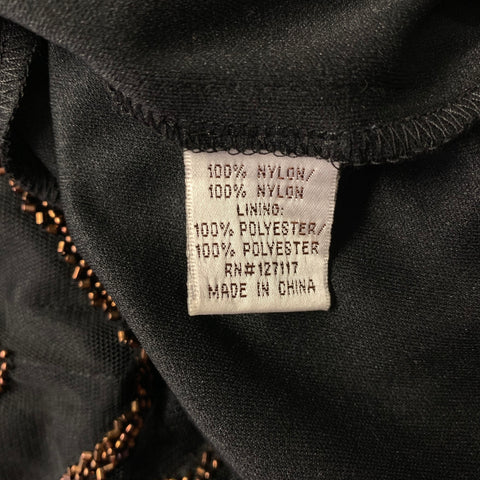 BADGLEY MISCHKA Size 2 Black Bronze Nylon Polyester Sequined Cocktail Dress