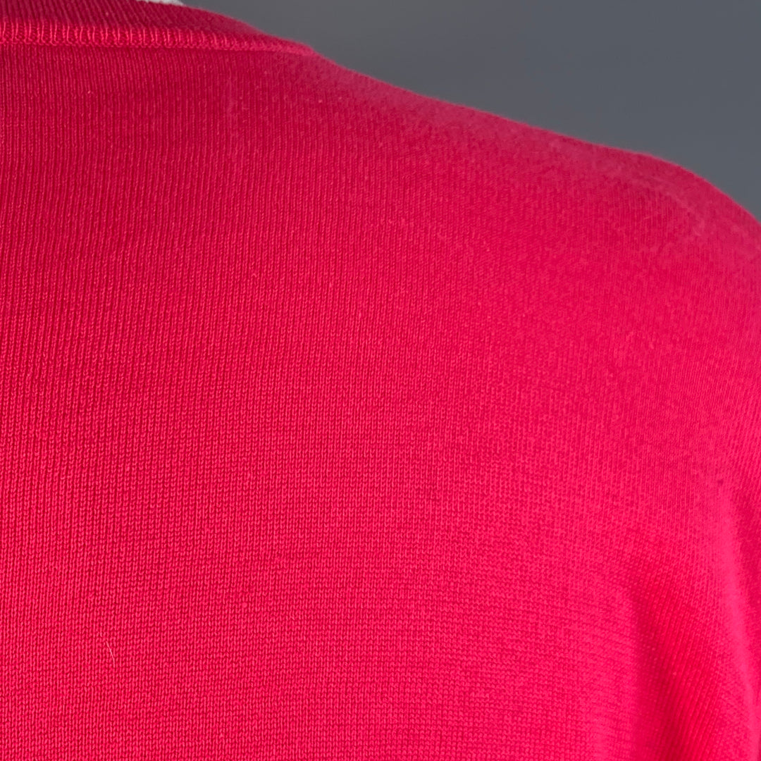 RALPH LAUREN COLLECTION Size M Fuchsia Pink Cotton Crew Neck Pullover
