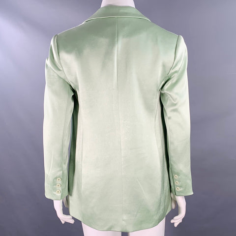 ALICE + OLIVIA Size 12 Mint Green Triacetate Blend Satin Jacket Blazer