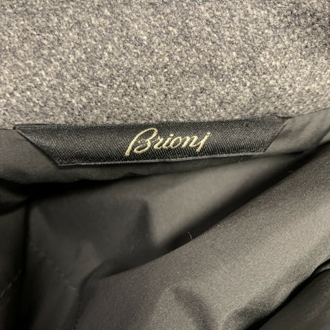BRIONI Size XXL Grey Wool Double Breasted Coat