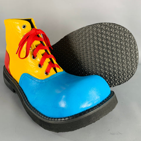 CUSTOM MADE Size 11 Multi Color Color Block Leather Lace-Up Clown Ankle Boots