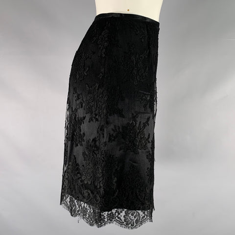 ELLEN TRACY Size 4 Black Rayon Blend Pencil Skirt
