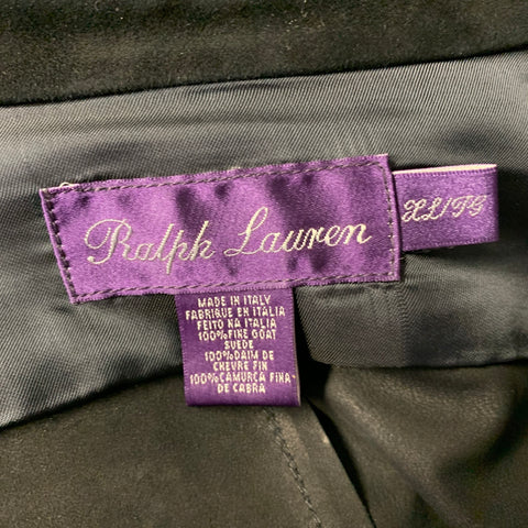 RALPH LAUREN Size XL Black Suede Long Sleeve Shirt