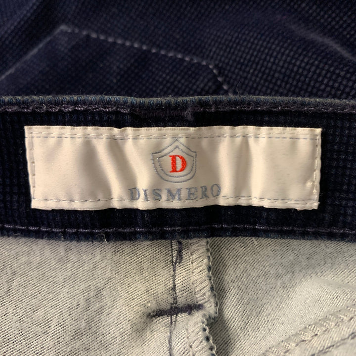 DISMERO Size 8 Navy Cotton Blend Velvet Grid Slim Bootcut Pants