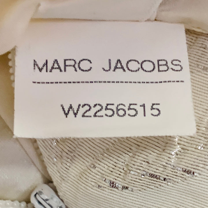 MARC JACOBS Size 2 Cream Silk Leaves Raw Edges Sleeveless Evening Gown