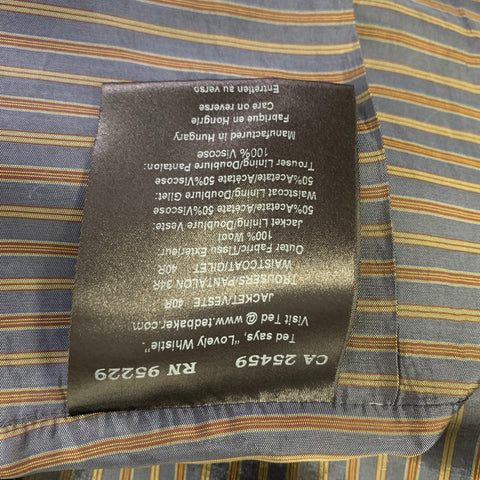 TED BAKER Chest Size 40 Grey Light Blue Tartan Wool Notch Lapel 34 31 Suit