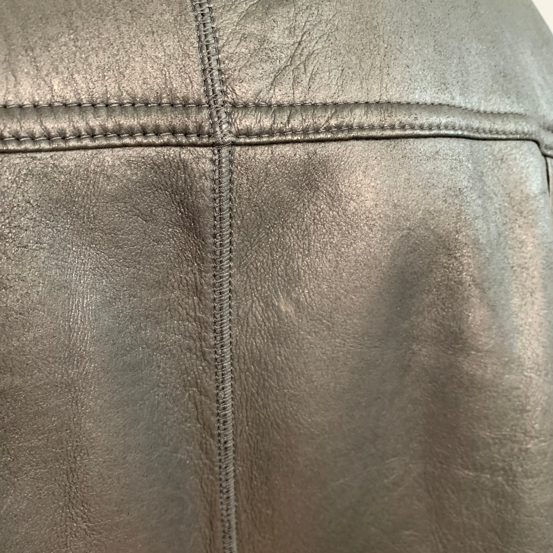 KNIGHT OF NEW ZEALAND Size L Black Lambskin Leather Zip Buttons Coat