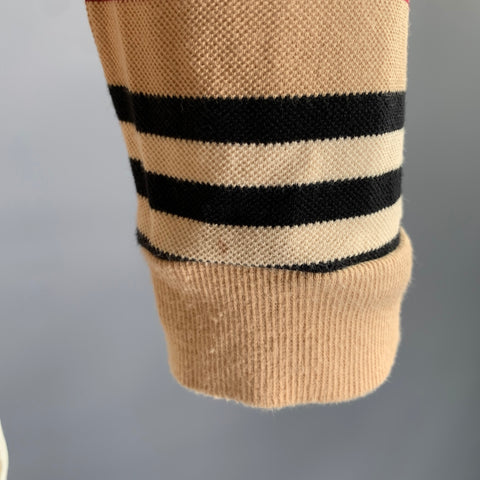 BURBERRY LONDON Size L Brown Navy & Red Plaid Cotton Long Sleeve Polo