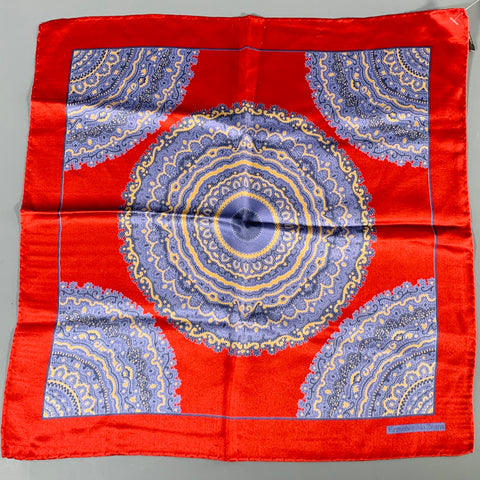 ERMENEGILDO ZEGNA Red Blue Silk Pocket Square