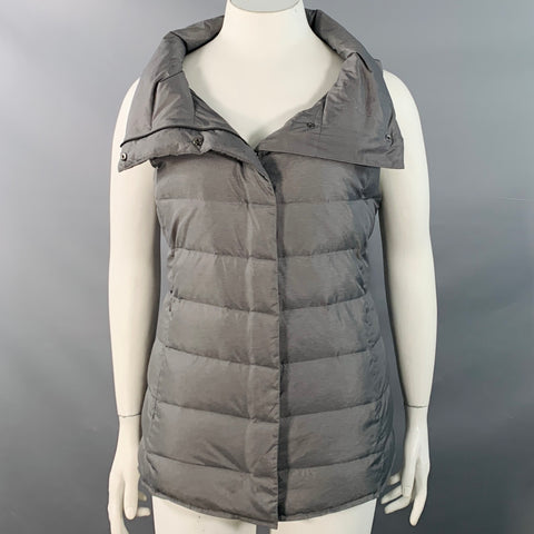 EILEEN FISHER Size XL Grey Nylon Blend Quilted Puffer Vest