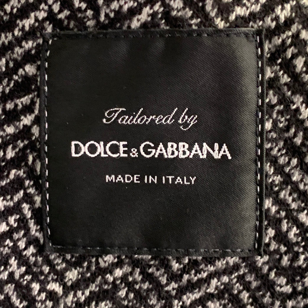 DOLCE & GABBANA Size 40 Black White Herringbone Wool Cotton Sport Coat
