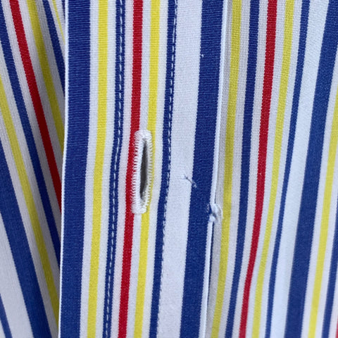 TURNBULL & ASSER Vintage Size L White Multi Color Stripe Cotton French Cuff Long Sleeve Shirt