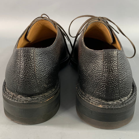 DI BIANCO Size 9.5 Brown Pebble Grain Leather Derby Lace Up Shoes