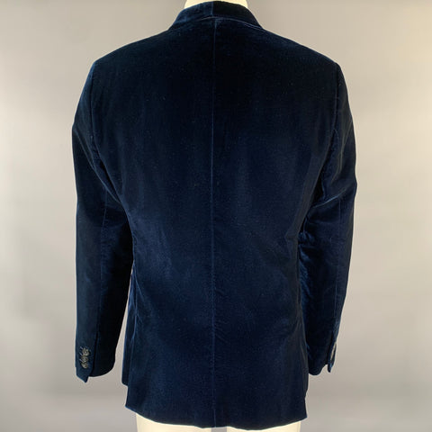 EMPORIO ARMANI Size 40 Navy Velvet Acetate Viscose Sport Coat