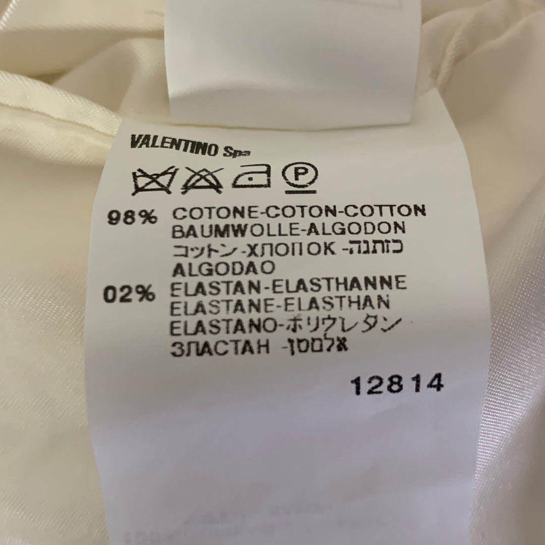 VALENTINO Size 44 Cream Seersucker Cotton Blend Notch Lapel Sport Coat