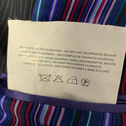 ETRO MILANO Chest Size 40 Navy Purple Pinstripe Wool Silk Sport Coat