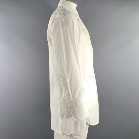 UNDERCOVER Chest Size L White Solid Cotton Poplin Sport Coat