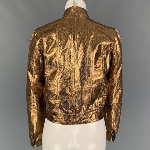 MULBERRY Taille 8 Veste boutonnée métallisée en cuir doré