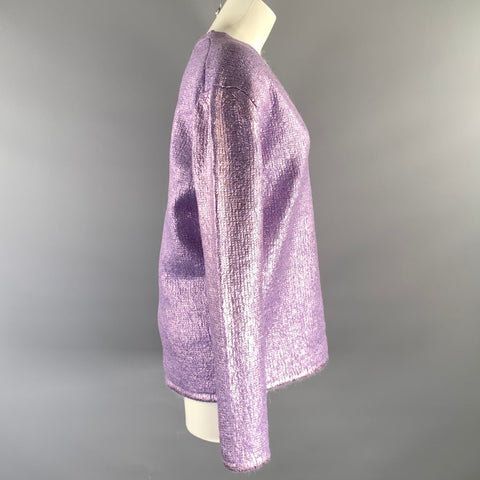 TOM FORD Size S Lavender Mohair Blend Metallic V-Neck Sweater - Womens