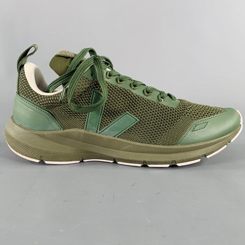 RICK OWENS Size 9 Green Mixed Materials Nylon Runner Sneakers