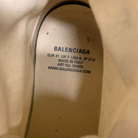 BALENCIAGA Size 8 White Distressed Canvas Lace Up Sneakers
